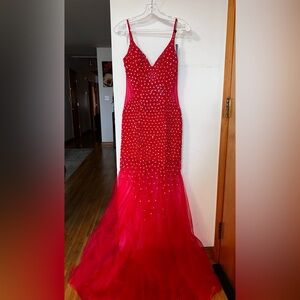 Jovani Red Beaded Prom Dress